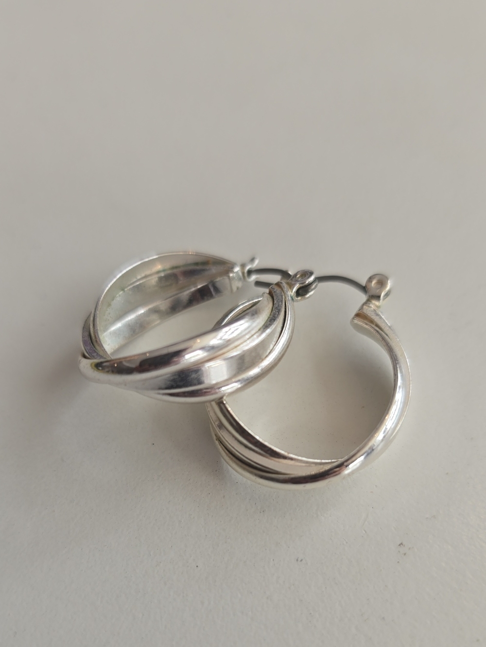 VTG Classic Silver Twisted Hoop Earrings